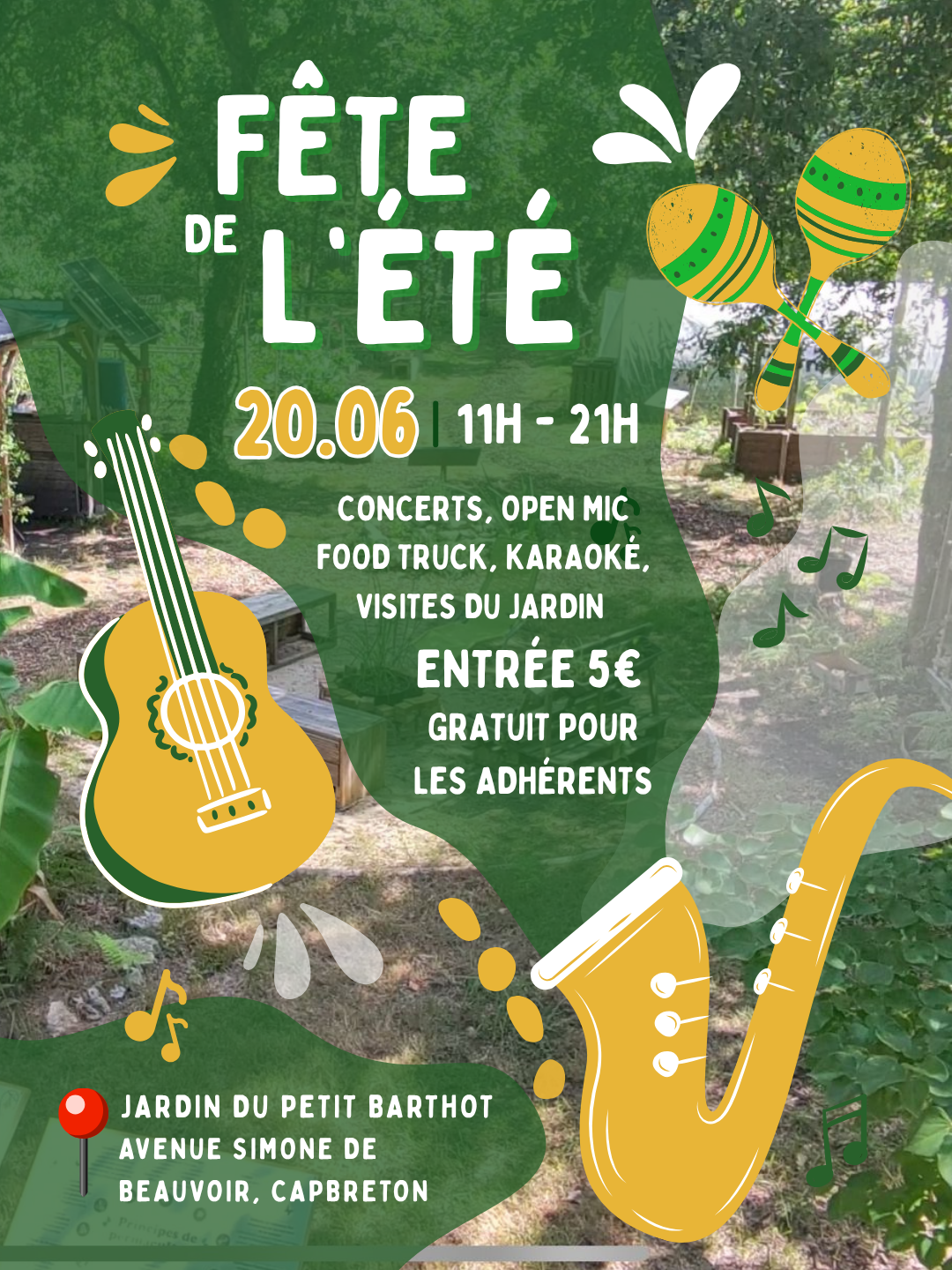 Affiche Fête de l'Été – Jardin du Petit Barthot – 20 juin 2026
